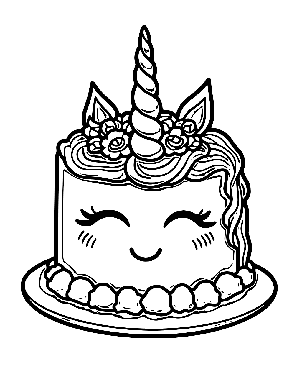 Coloriage Licorne Gateau