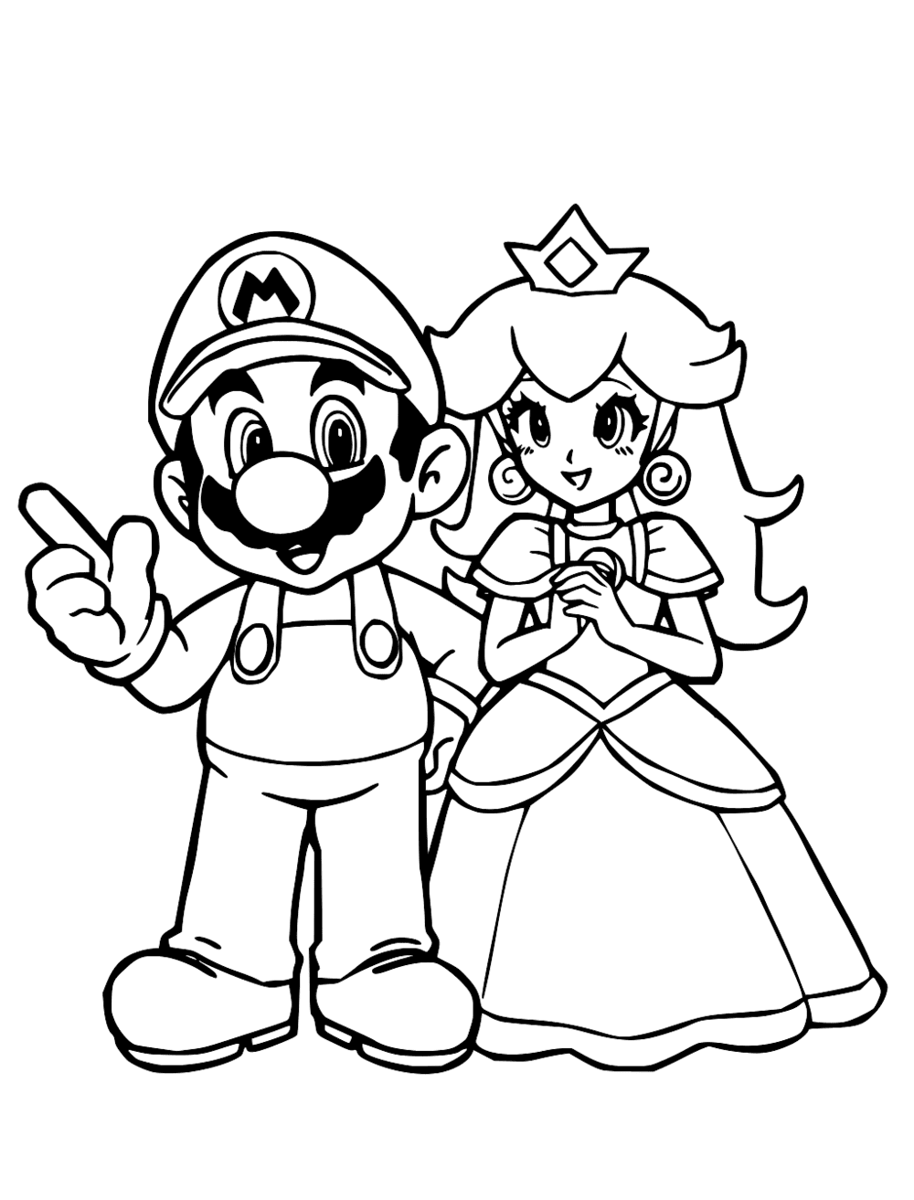 Mario And Princess Peach Coloring Page