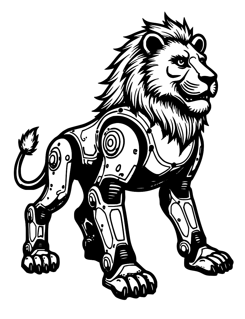 Mechanical Lion Coloring Page