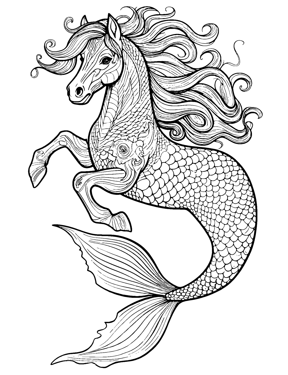 Dibujo de Caballo Sirena para colorear