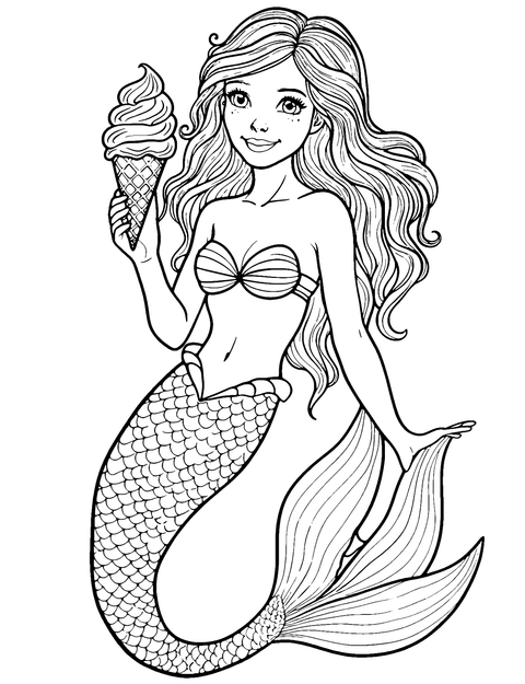 Sirena Helado coloring page