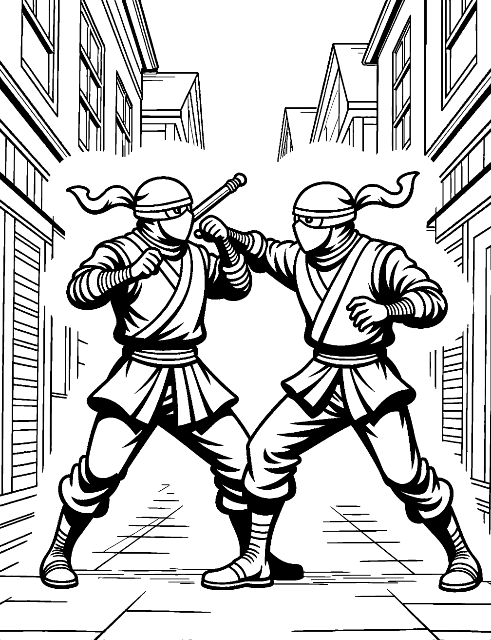 Coloriage Combat De Ninja