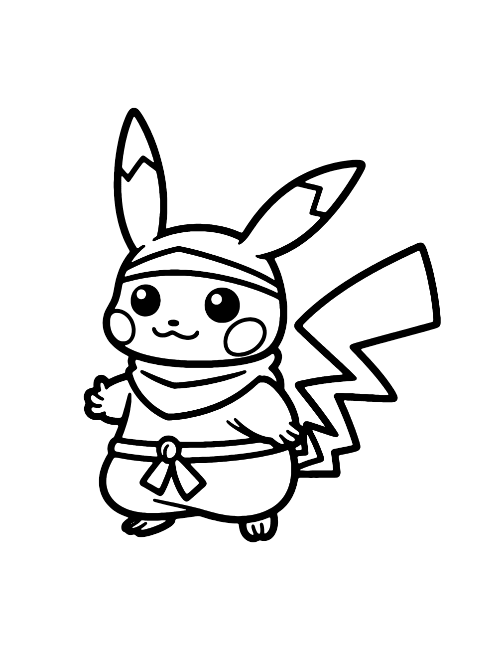 Ninja Pikachu Coloring Page