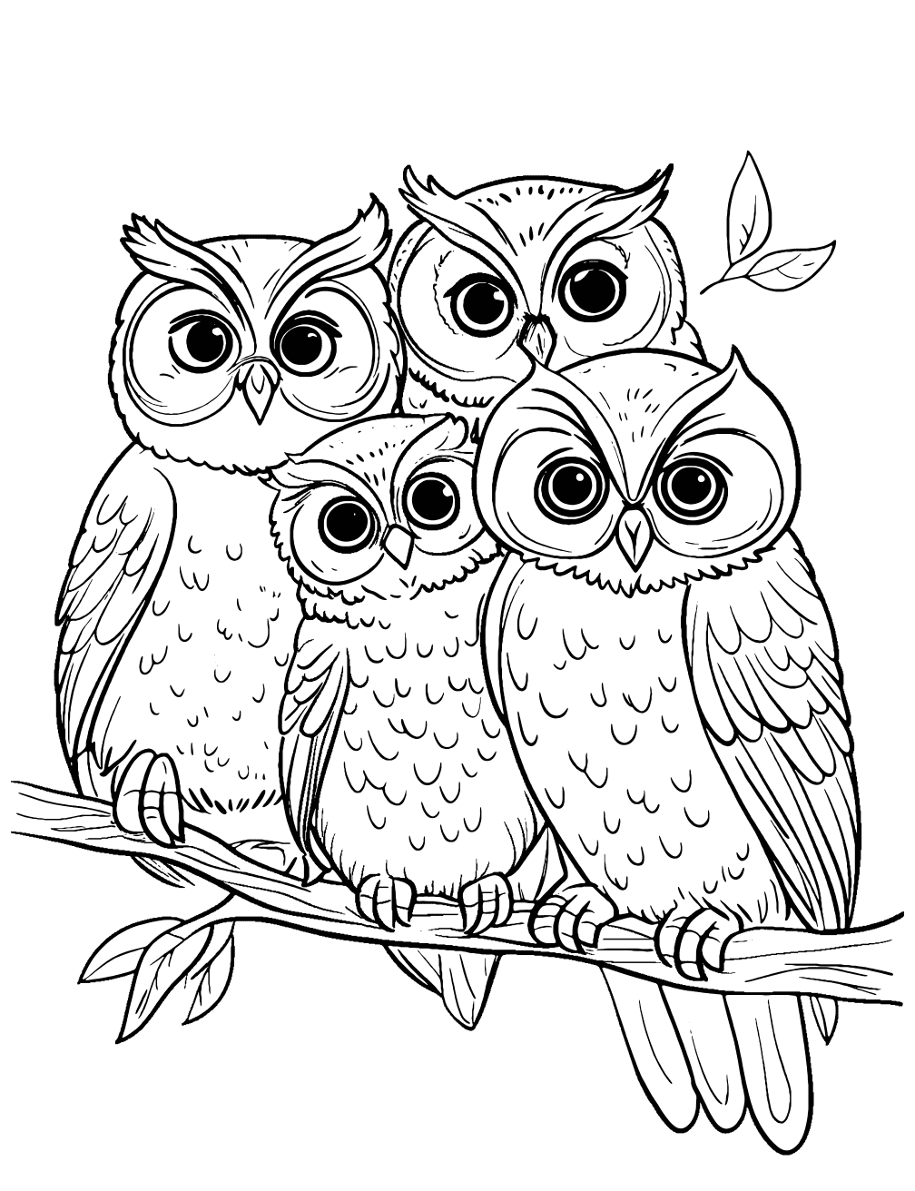 Owl Chicks Coloring Page