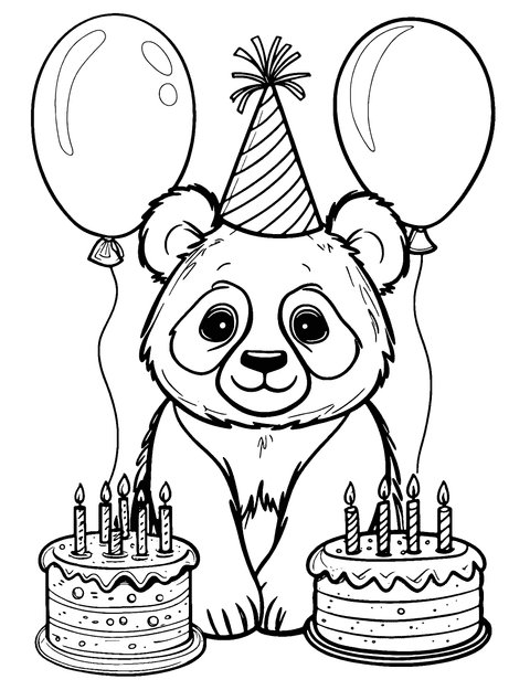 Panda Birthday Coloring Page