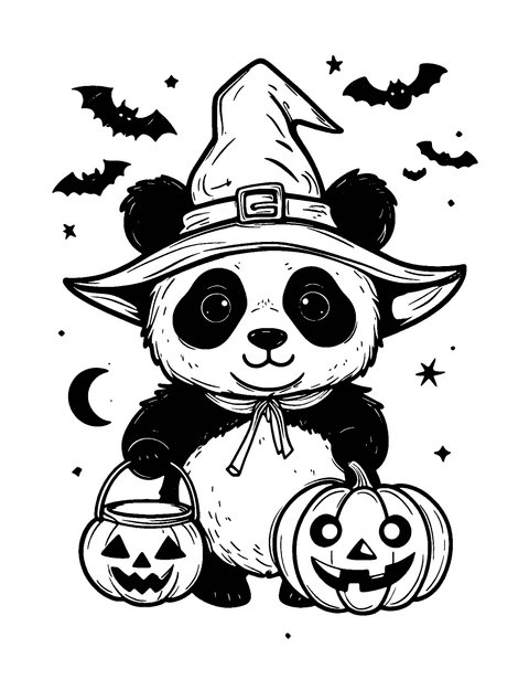 Panda Halloween Coloring Page