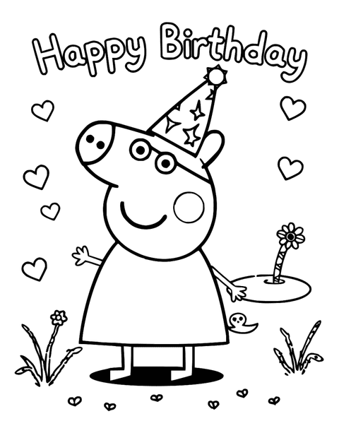 Peppa Pig Birthday coloring page