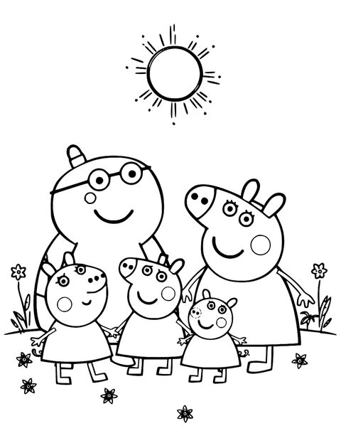 Peppa Pig Family coloring page