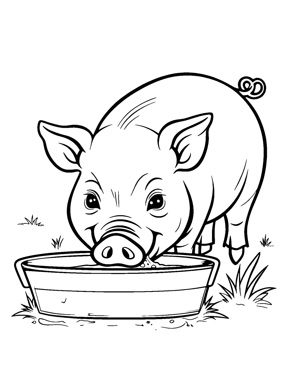 Pig Eating Coloring Page