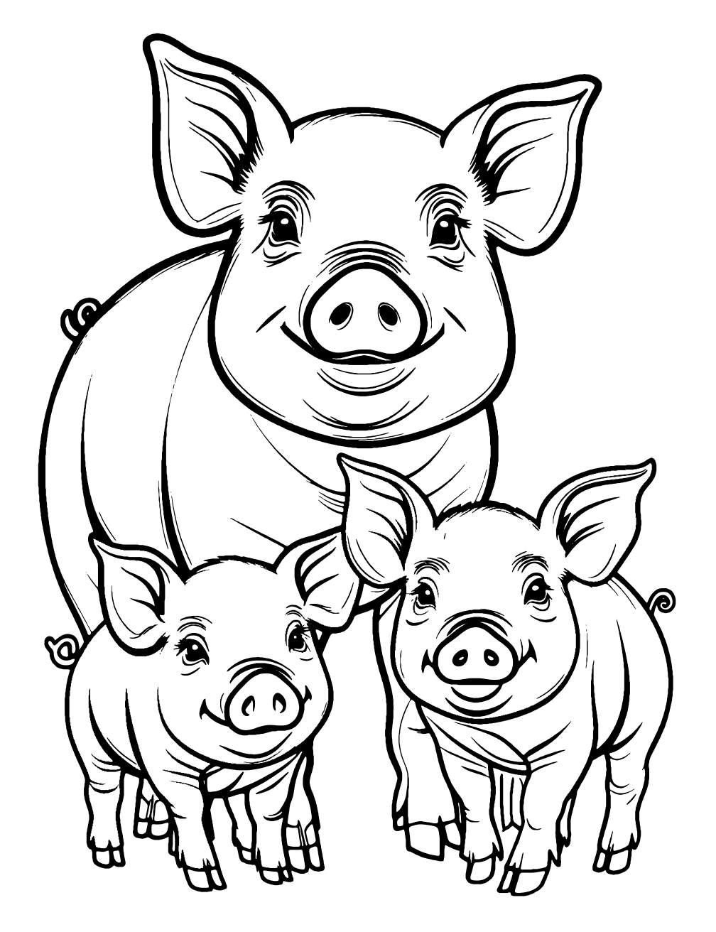 Pig Family Coloring Page