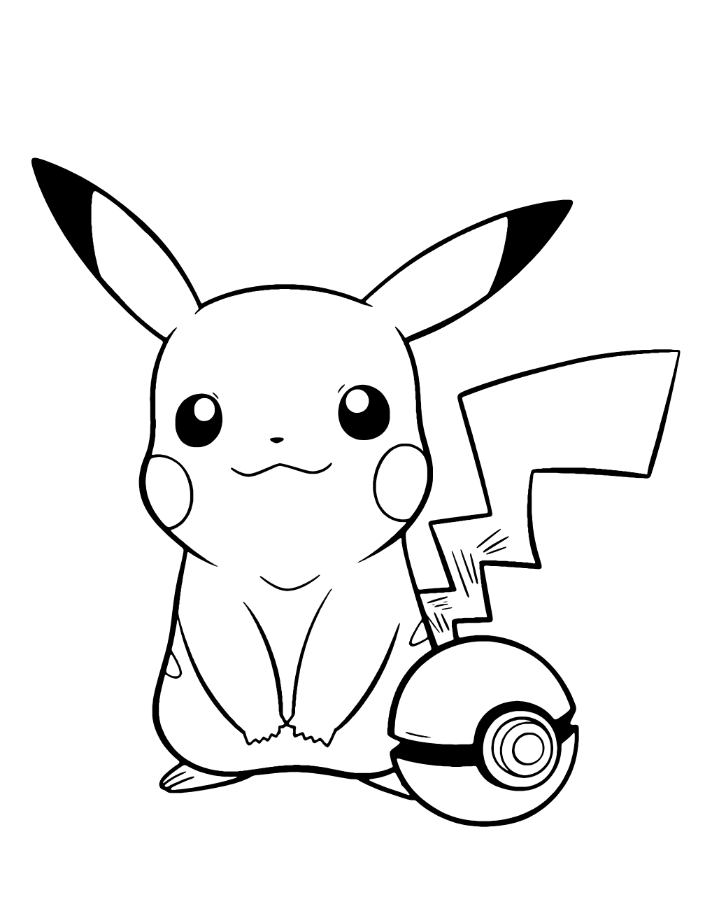 Pikachu Ve Pokeball Boyama Sayfası