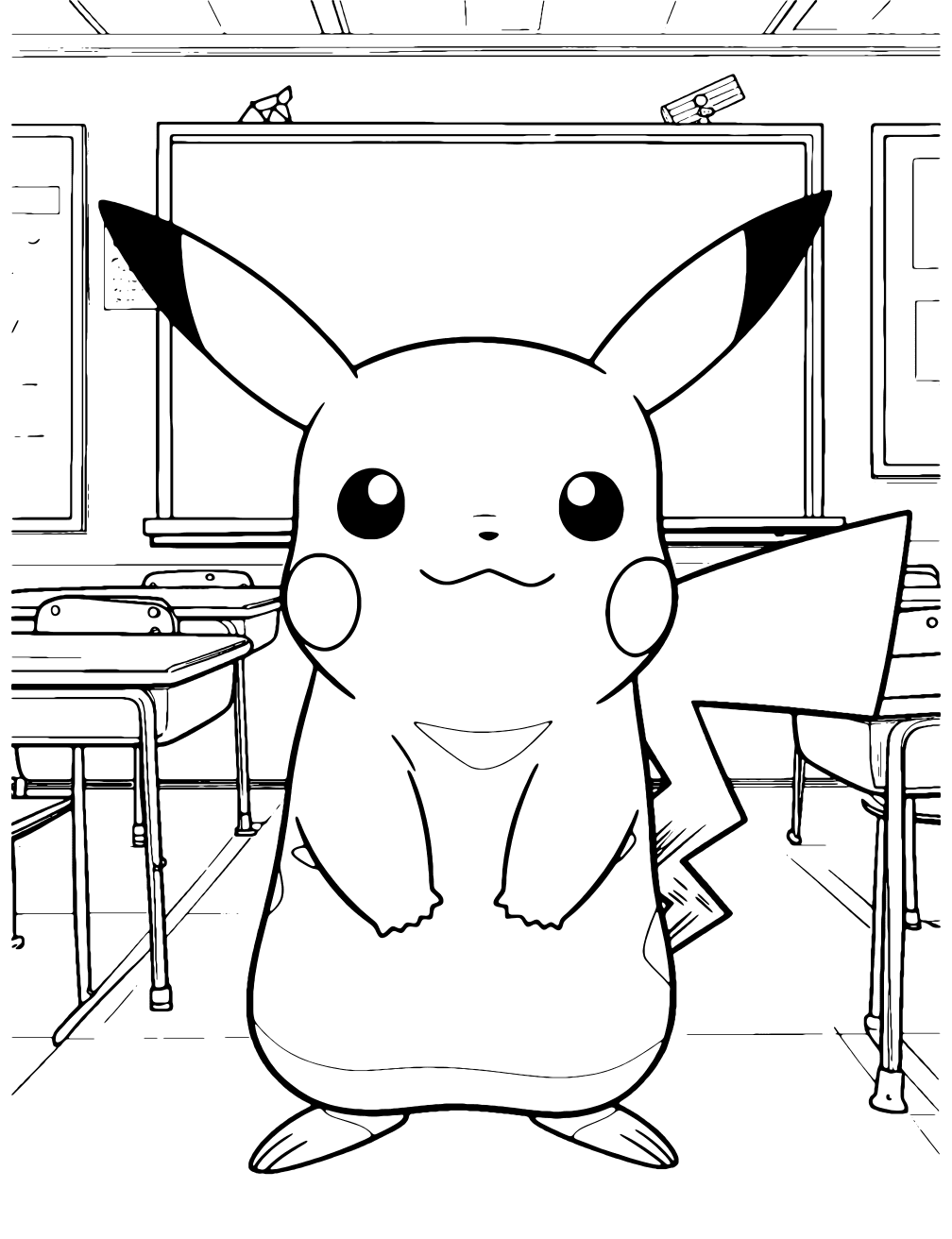 Pikachu I Skolan Målarbild