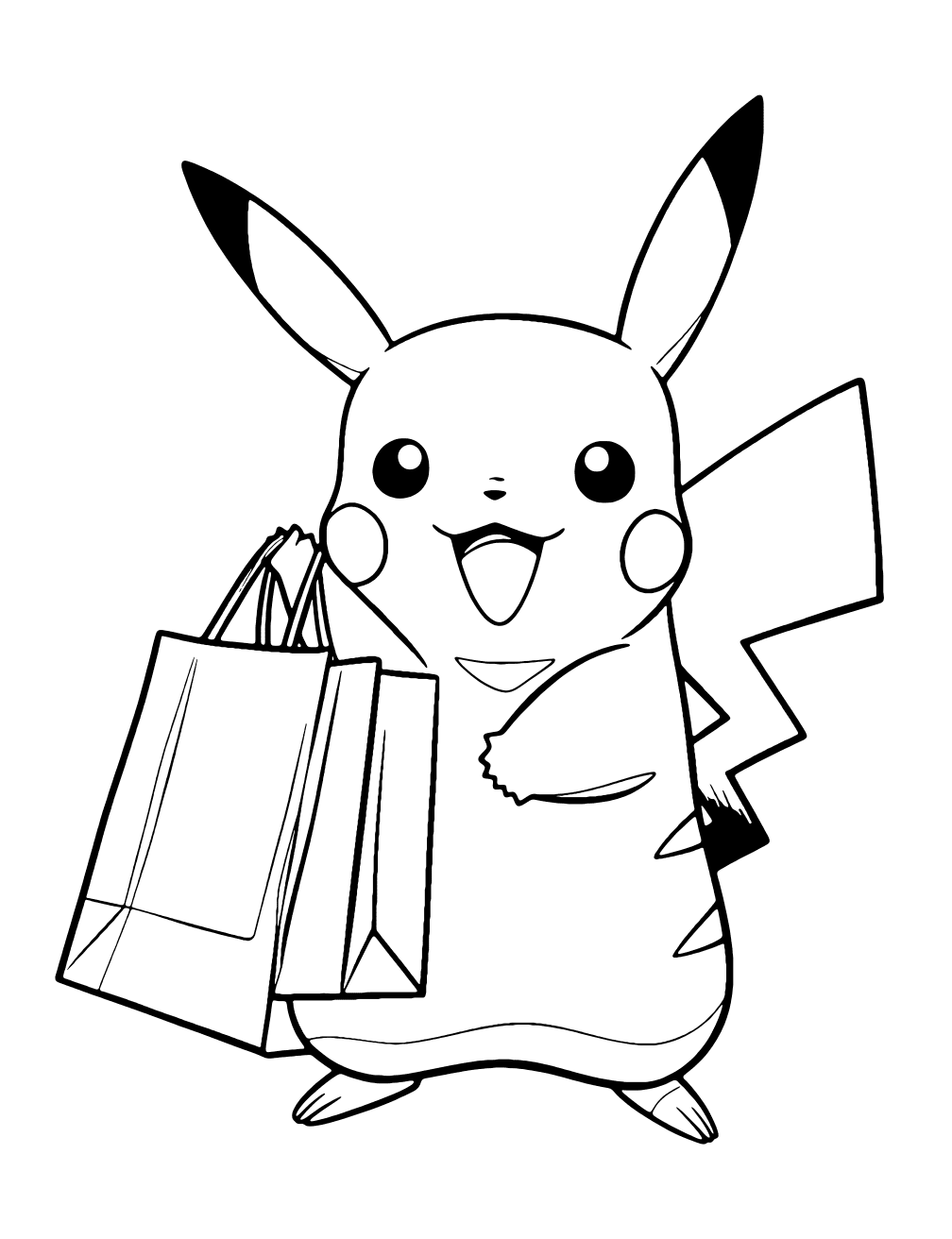 Coloriage Pikachu Shopping