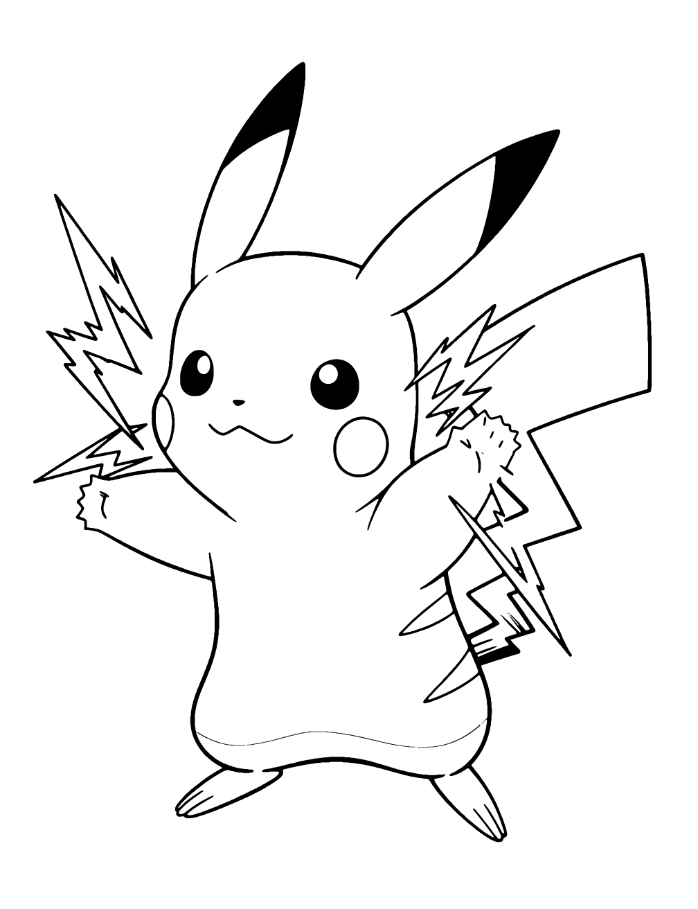 Pikachu Thunderbolt Coloring Page