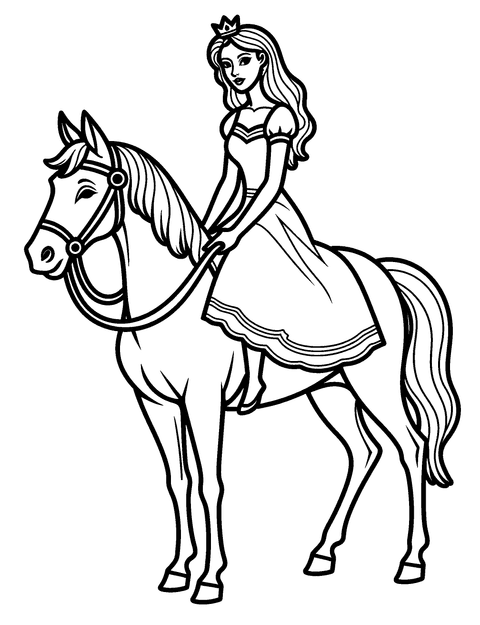 Principessa Su Un Cavallo coloring page