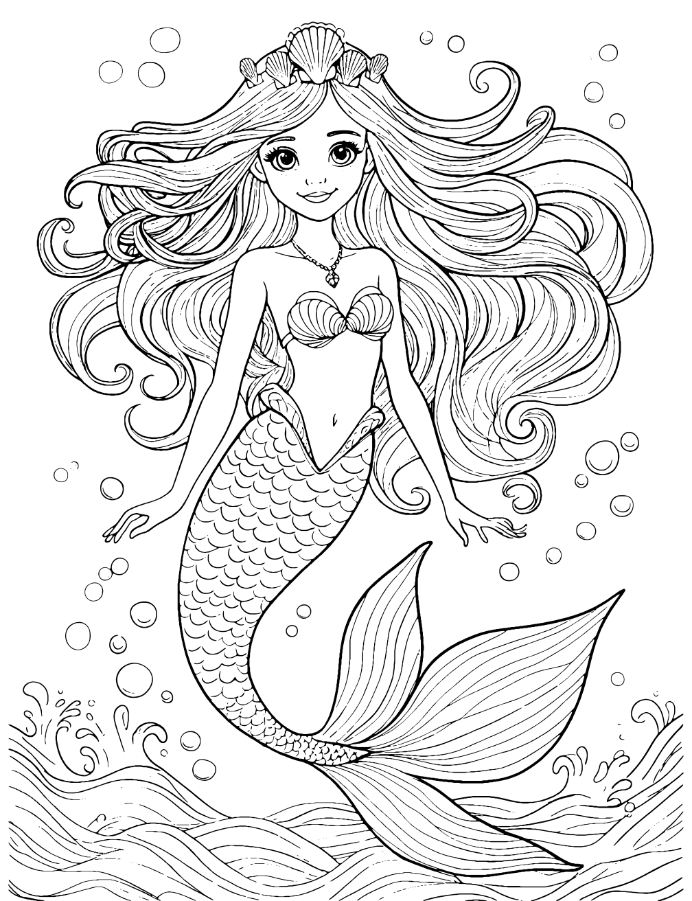 Dibujo de Princesa Sirena para colorear