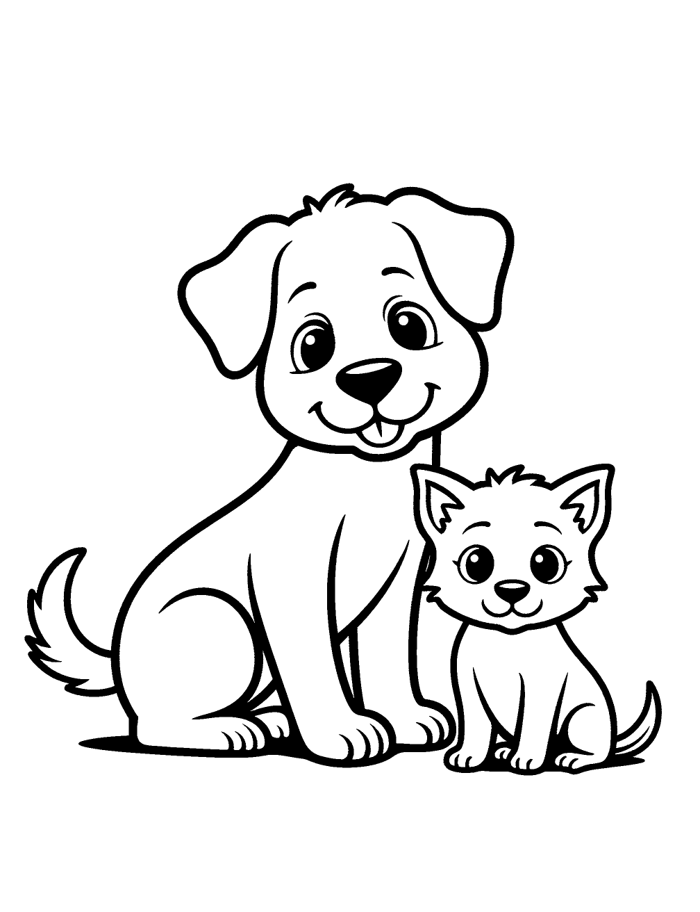 Coloriage Chiot Et Chaton