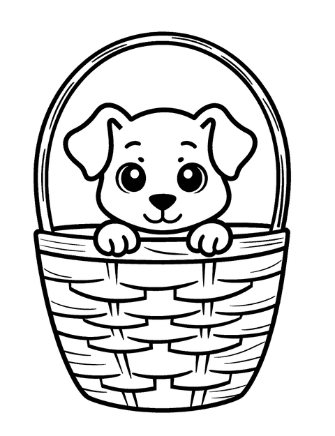 Cachorro En Canasta coloring page