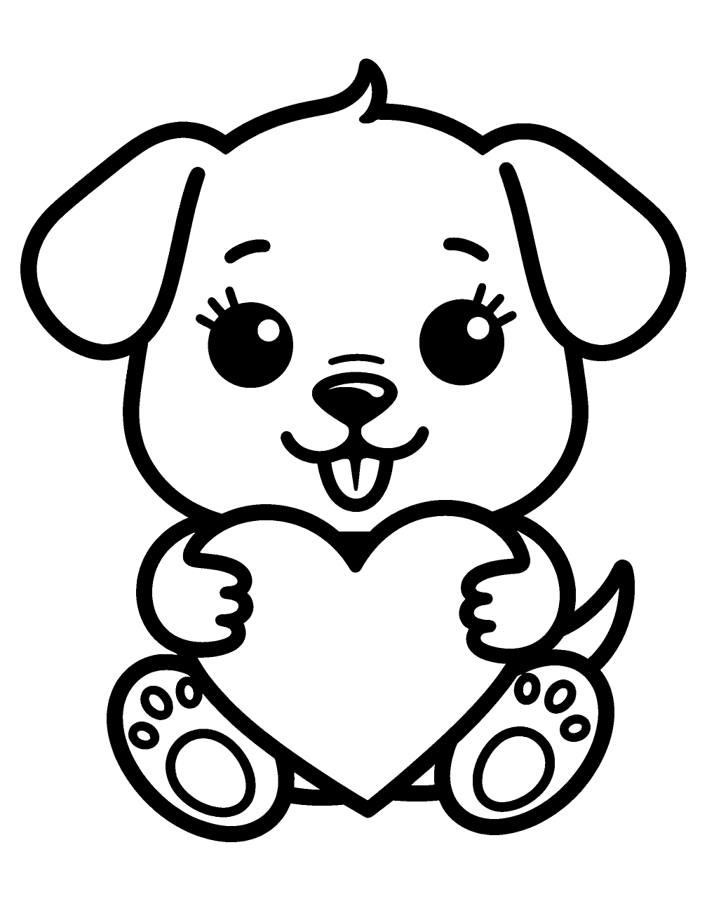 Dibujo de Cachorro San Valentin para colorear