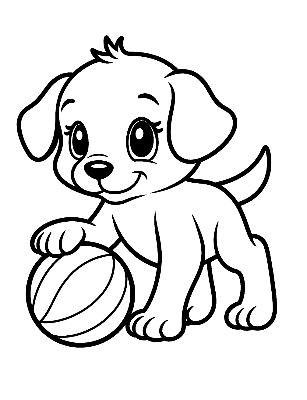 Puppy With Ball Coloring Page