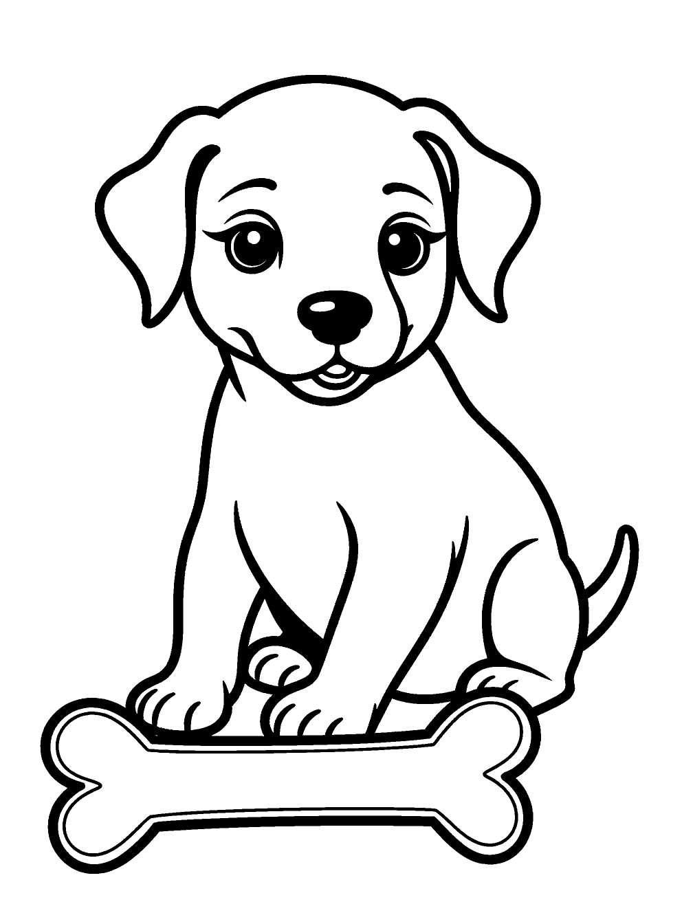 Dibujo de Cachorro Con Hueso para colorear