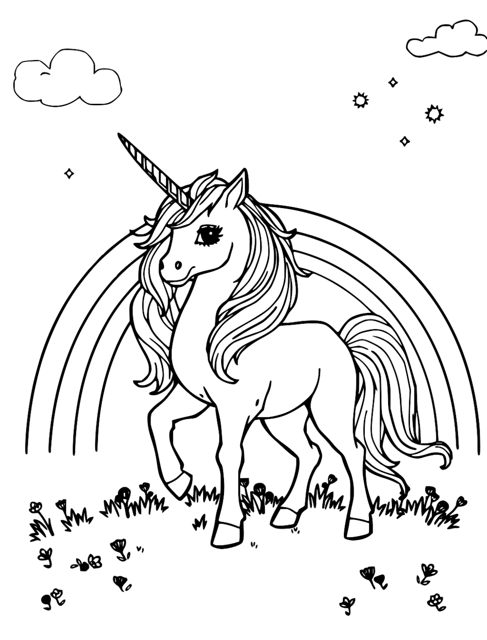 Rainbow Unicorn coloring page