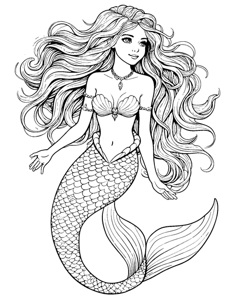 Sirena Realista coloring page