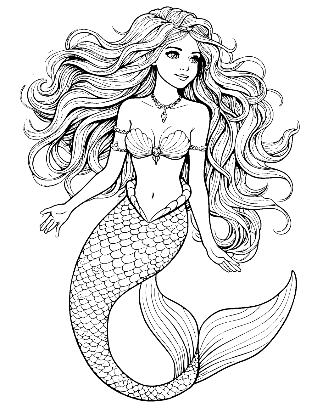 Dibujo de Sirena Realista para colorear