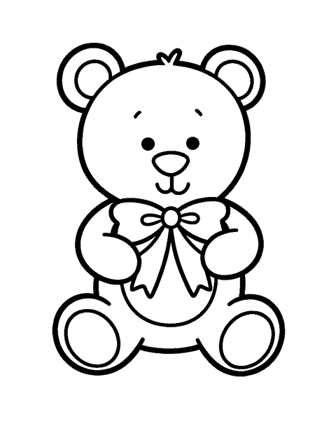 Teddy Bear With Ribbon coloring page