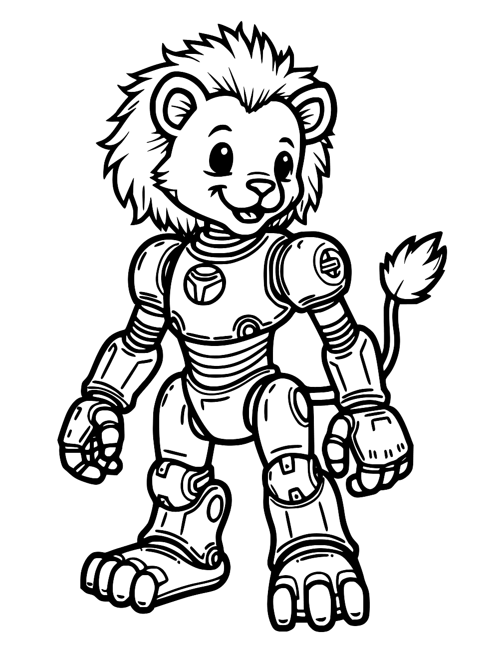 Robot Lion Coloring Page