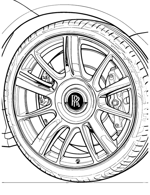 Rolls Royce Wheels Coloring Page