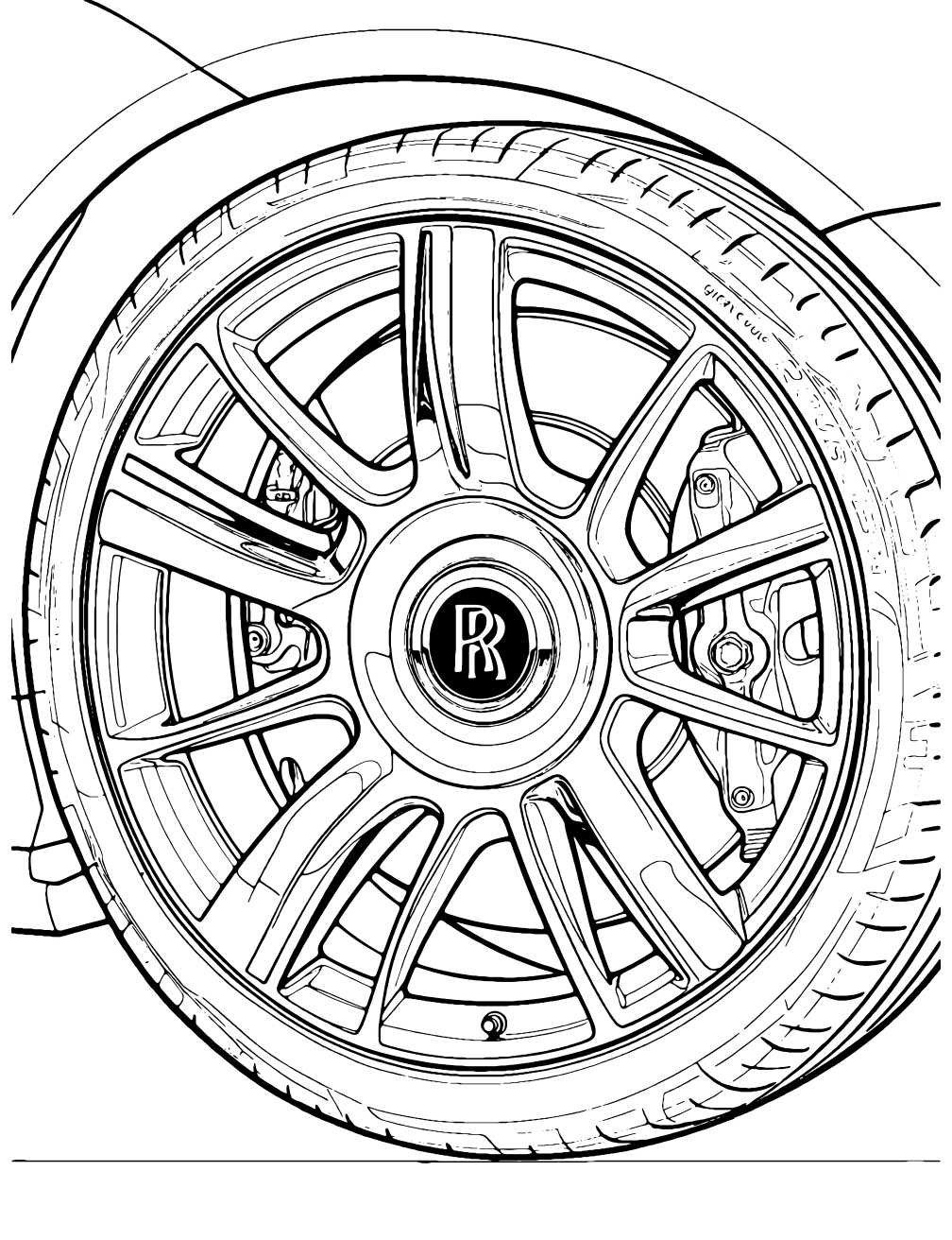 Rolls Royce Wheels Coloring Page