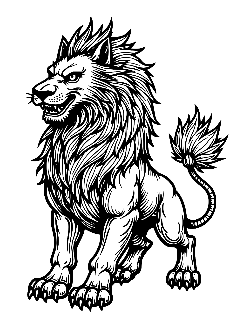 Samurai Lion Coloring Page