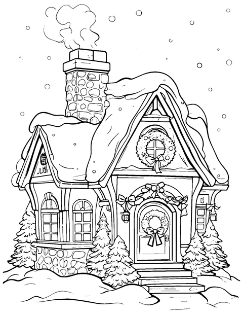 Santa House Coloring Page