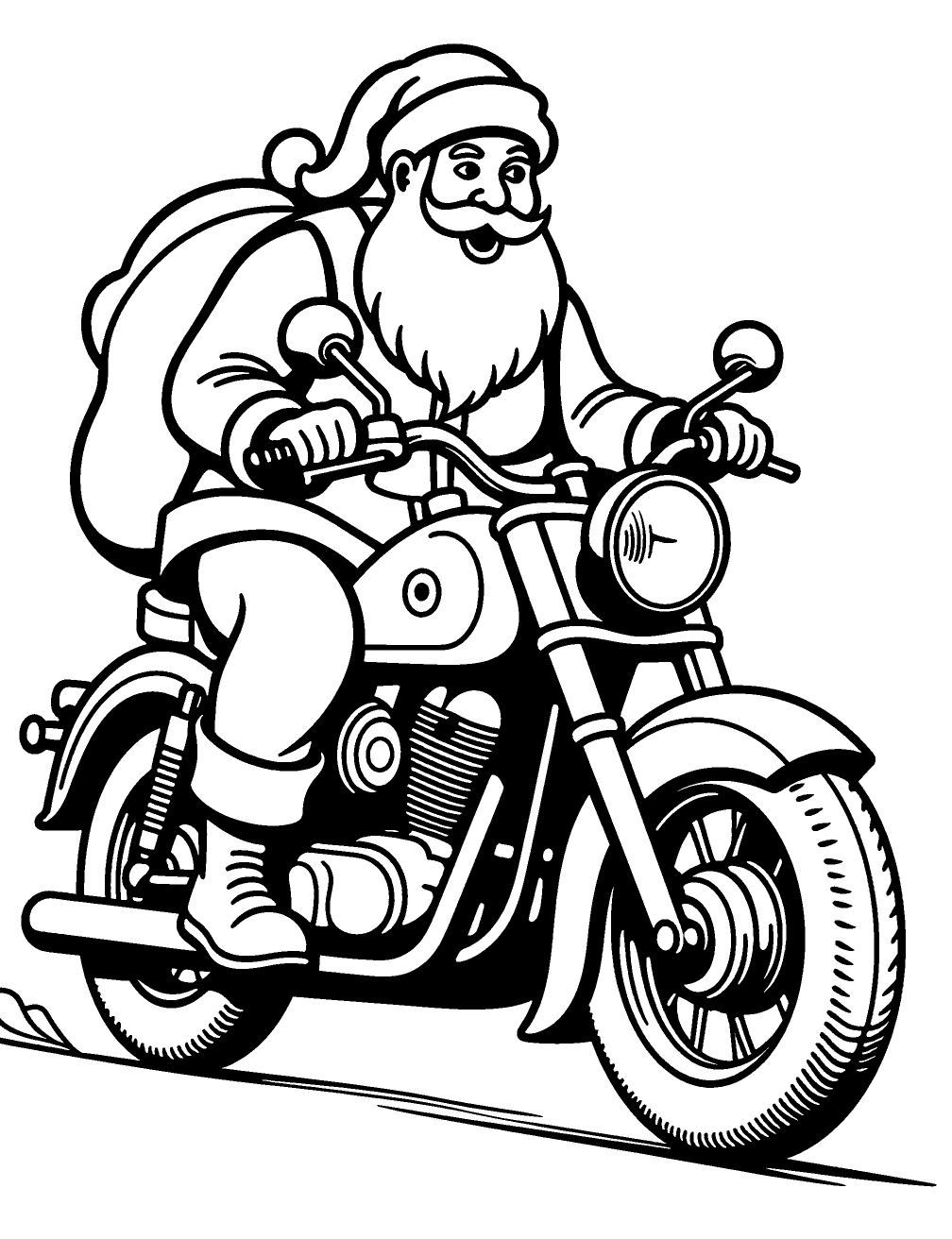 Babbo Natale In Moto Disegno da Colorare