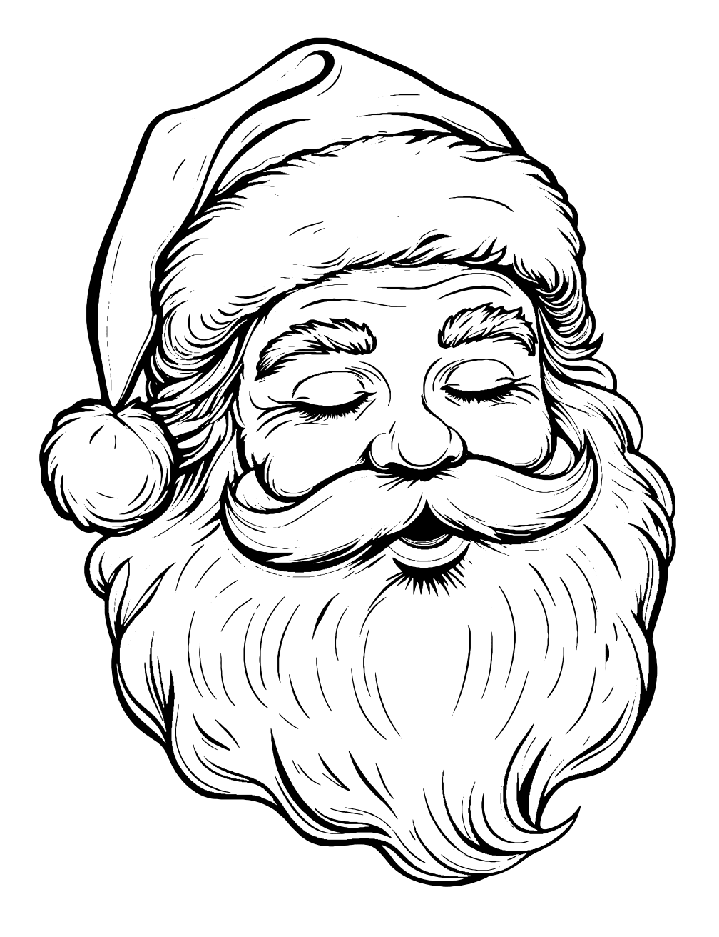 Coloriage Père Noël Endormi