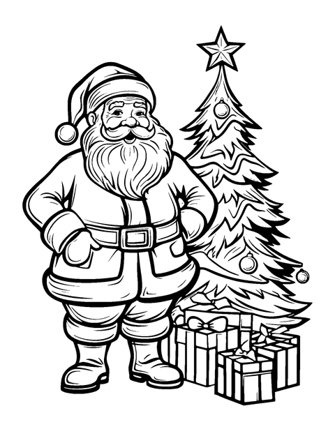 Santa Tree Coloring Page