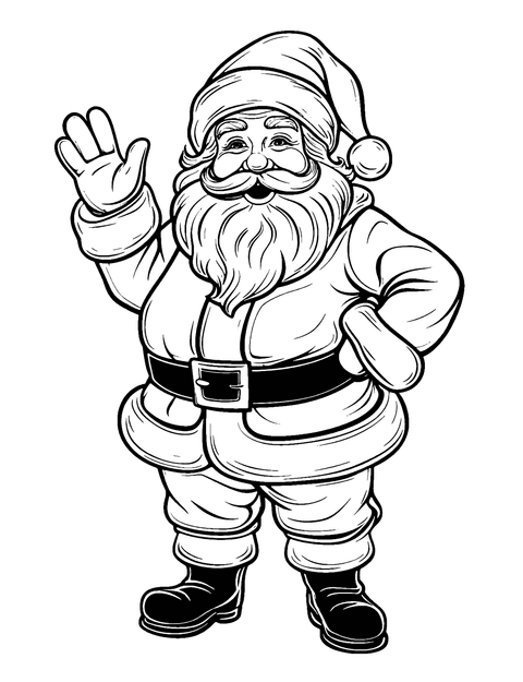 Santa Waving Coloring Page