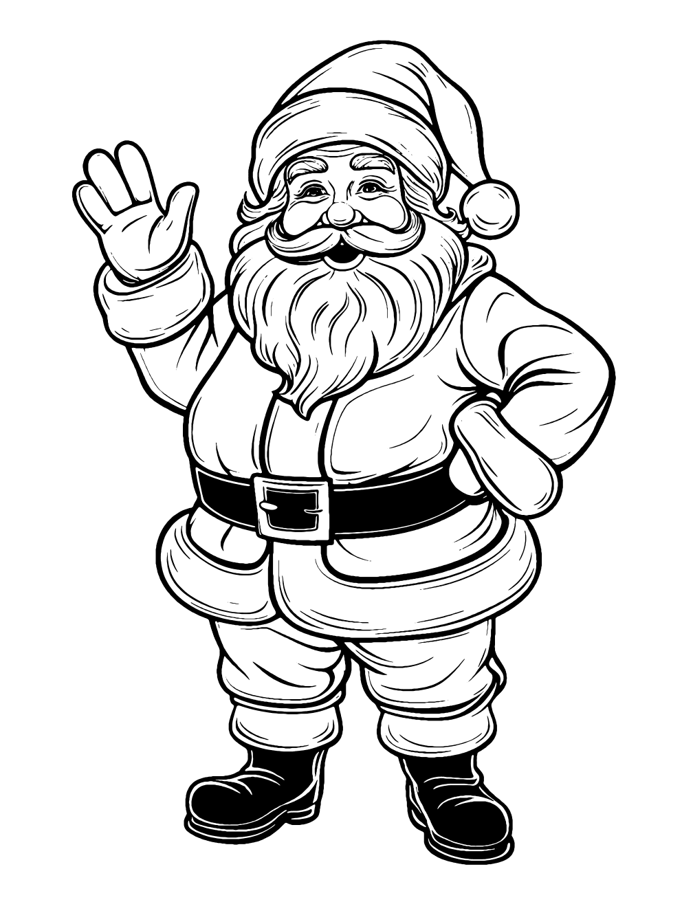 Santa Waving Coloring Page