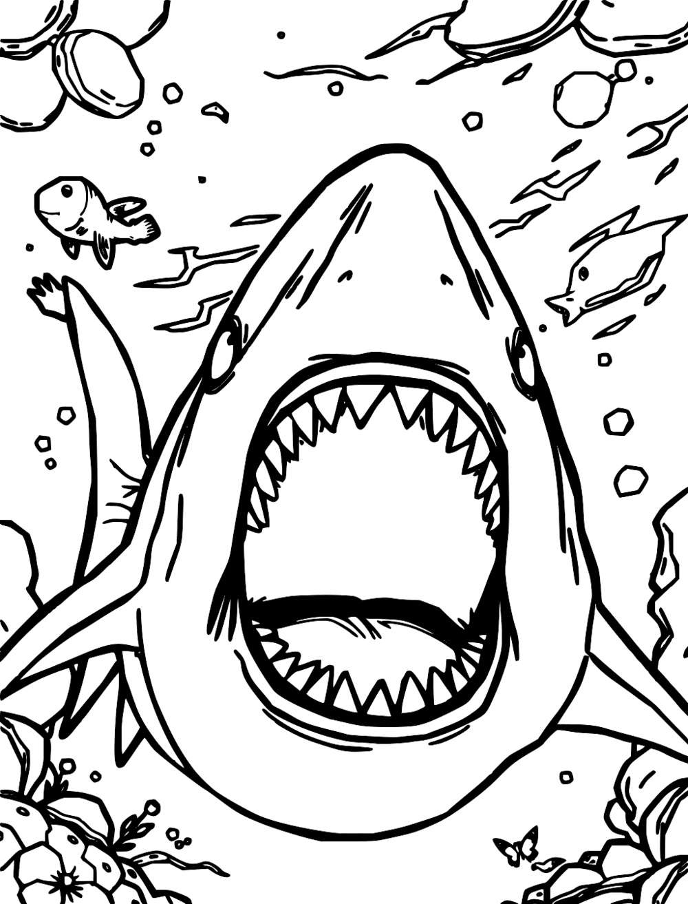 Shark Attack Coloring Page