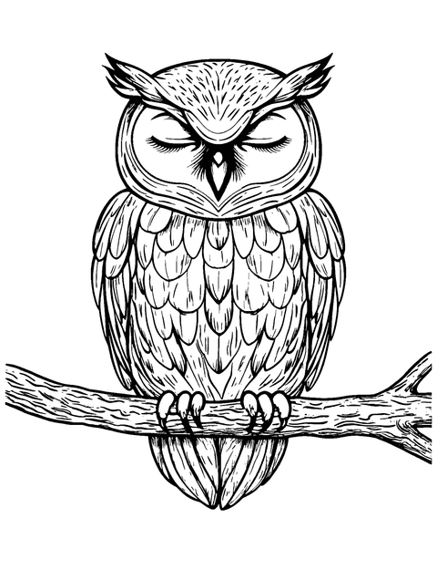 Sleeping Owl Coloring Page