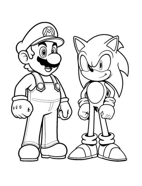 Sonic Y Mario coloring page