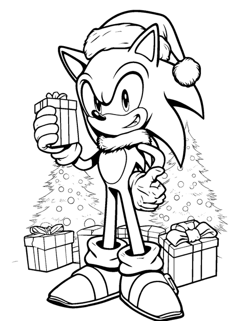 Sonic Navidad coloring page