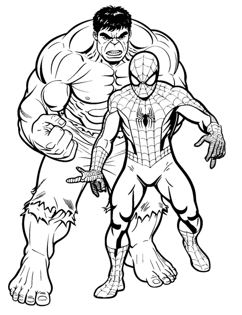 Spiderman Et Hulk coloring page