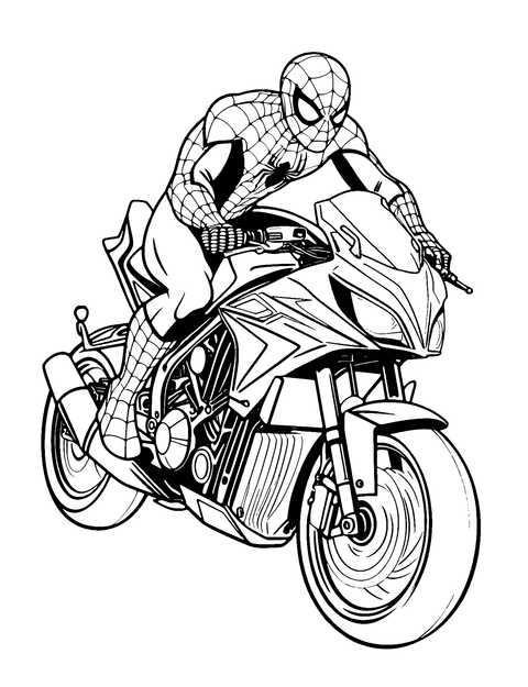 Spiderman Moto coloring page