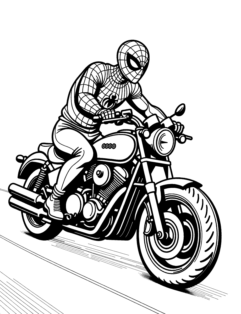 Spiderman Motocicletta Disegno da Colorare