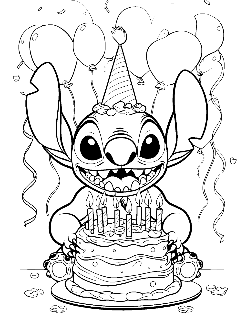 Dibujo de Cumpleaños De Stitch para colorear