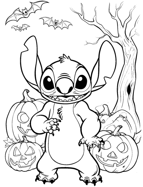 Stitch Halloween coloring page