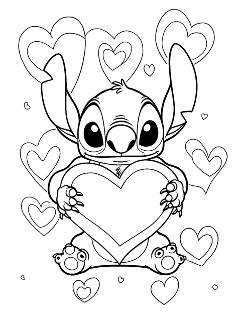 Stitch Día De San Valentín coloring page