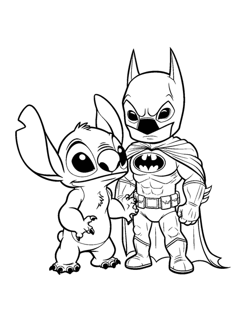 Stitch Con Batman coloring page